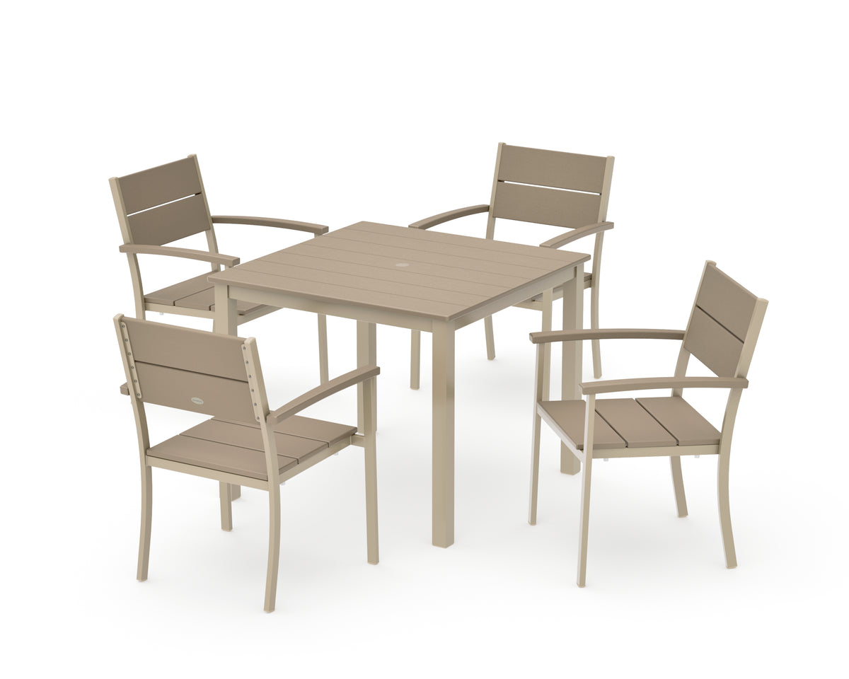 POLYWOOD Main Street 5-Piece Dining Set with Main Street 36" x 36" Dining Table in Sand / Vintage Sahara