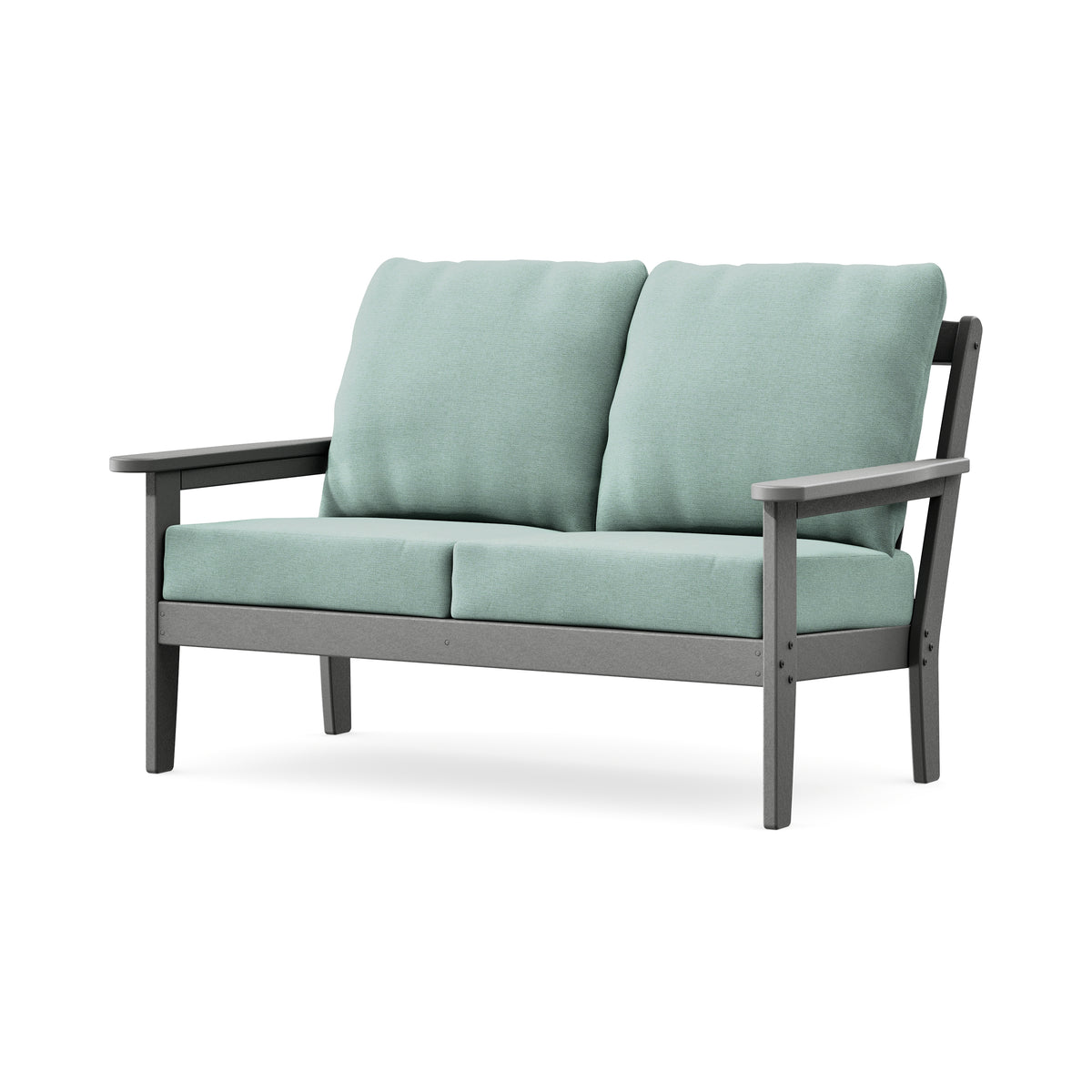 POLYWOOD Cottage Deep Seating Loveseat in Slate Grey / Glacier Spa