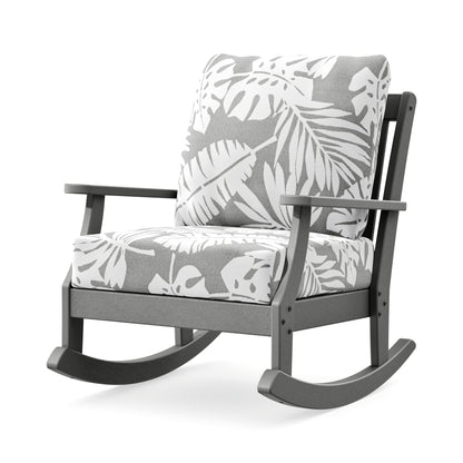 POLYWOOD Braxton Deep Seating Rocking Chair in Slate Grey / Leaf Grey Mist
