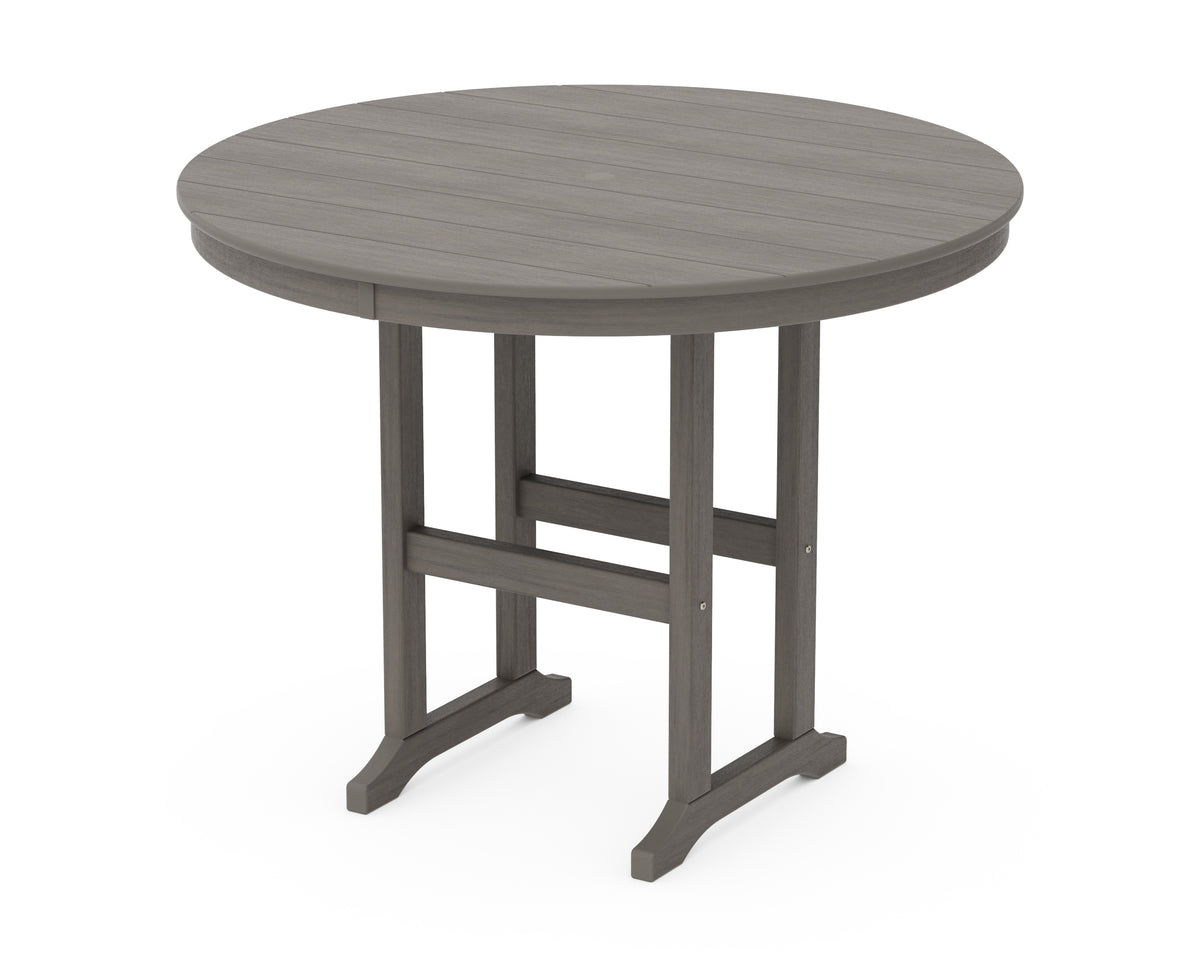 POLYWOOD 48" Round Farmhouse Counter Table in Driftwood