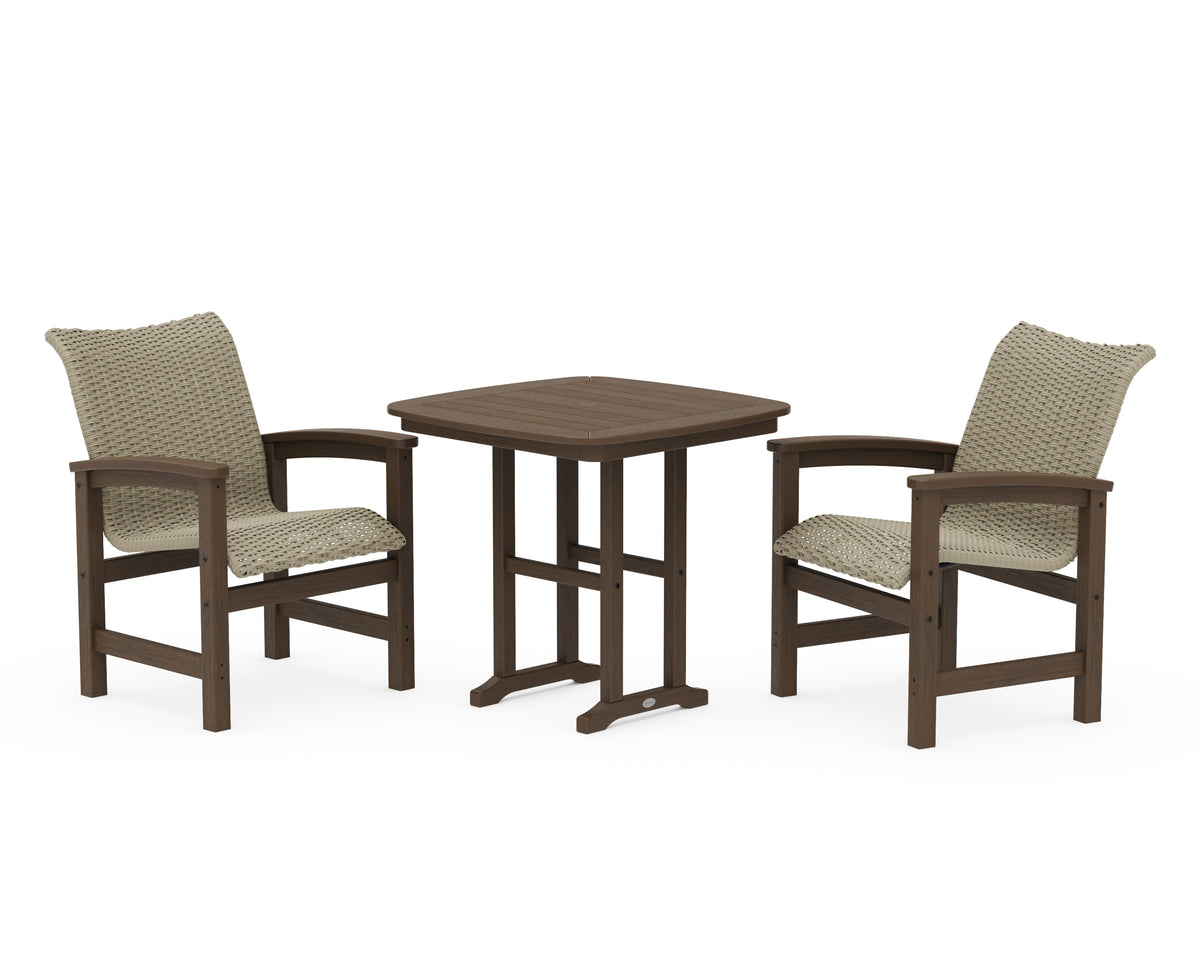 POLYWOOD Coastal Woven 3-Piece Dining Set in Kona / Dune Grass