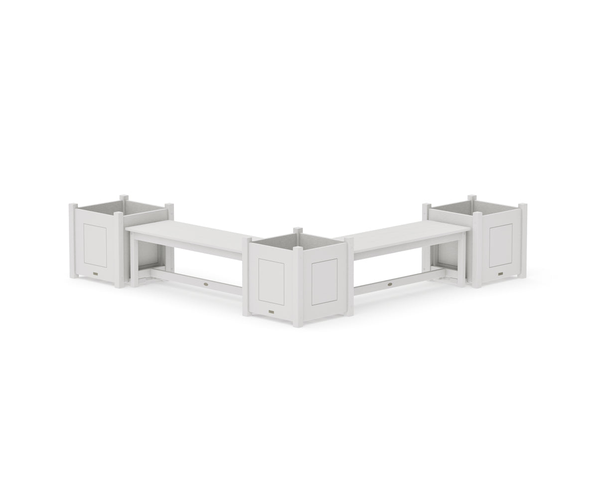 POLYWOOD 48" Country Living L-Shaped Planter Bench Corner Set - Large in Vintage White