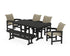 POLYWOOD Coastal Woven 6-Piece Farmhouse Dining Set with Bench with Farmhouse 37" x 72" Dining Table in Black / Dune Grass