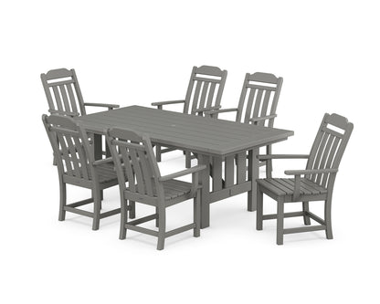 POLYWOOD Cottage Arm Chair 7-Piece Mission Dining Set in Slate Grey