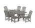 POLYWOOD Cottage Arm Chair 7-Piece Mission Dining Set in Slate Grey