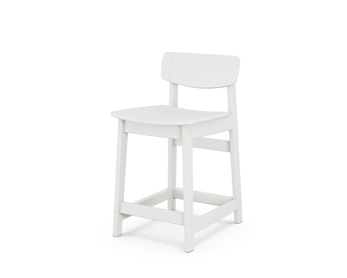 POLYWOOD Modern Studio Urban Lowback Counter Chair in White