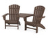 POLYWOOD Nautical 3-Piece Curveback Adirondack Set With Angled Connecting Table in Mahogany