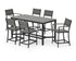 POLYWOOD Main Street 7-Piece Counter Set in Black / Slate Grey