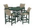 POLYWOOD Coastal Woven 5-Piece Bar Set with Trestle Legs in Green / Dune Grass