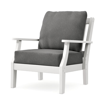 POLYWOOD Chinoiserie Deep Seating Chair in Vintage White / Ash Charcoal