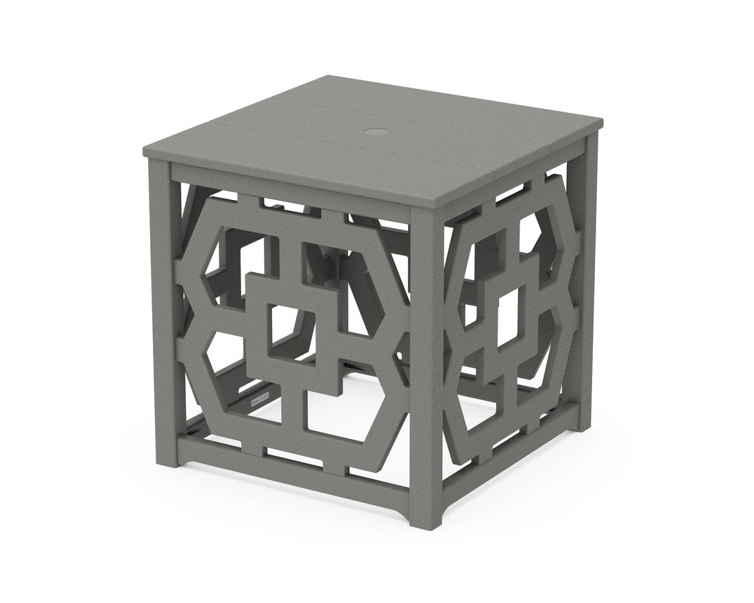 POLYWOOD Chinoiserie Umbrella Stand Accent Table in Slate Grey