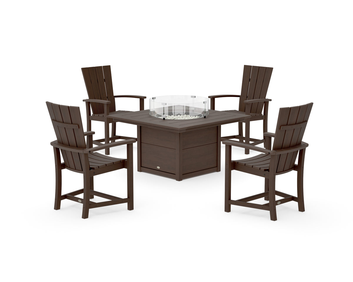 POLYWOOD Quattro 4-Piece Upright Adirondack Conversation Set with Fire Pit Table in Kona