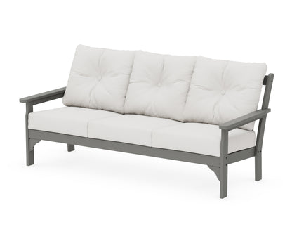 POLYWOOD Vineyard Deep Seating Sofa in Slate Grey / Natural Linen