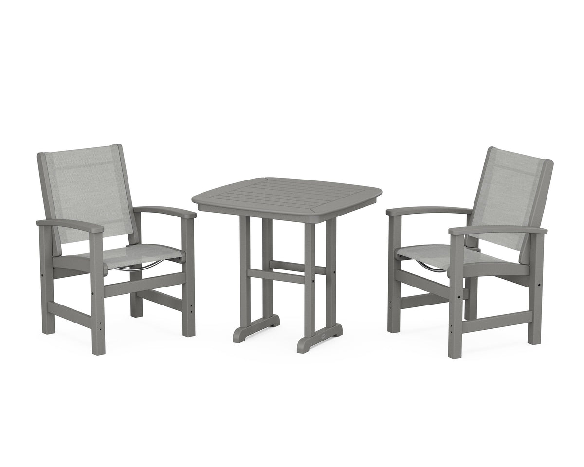 POLYWOOD Coastal 3-Piece Dining Set in Slate Grey / Metallic