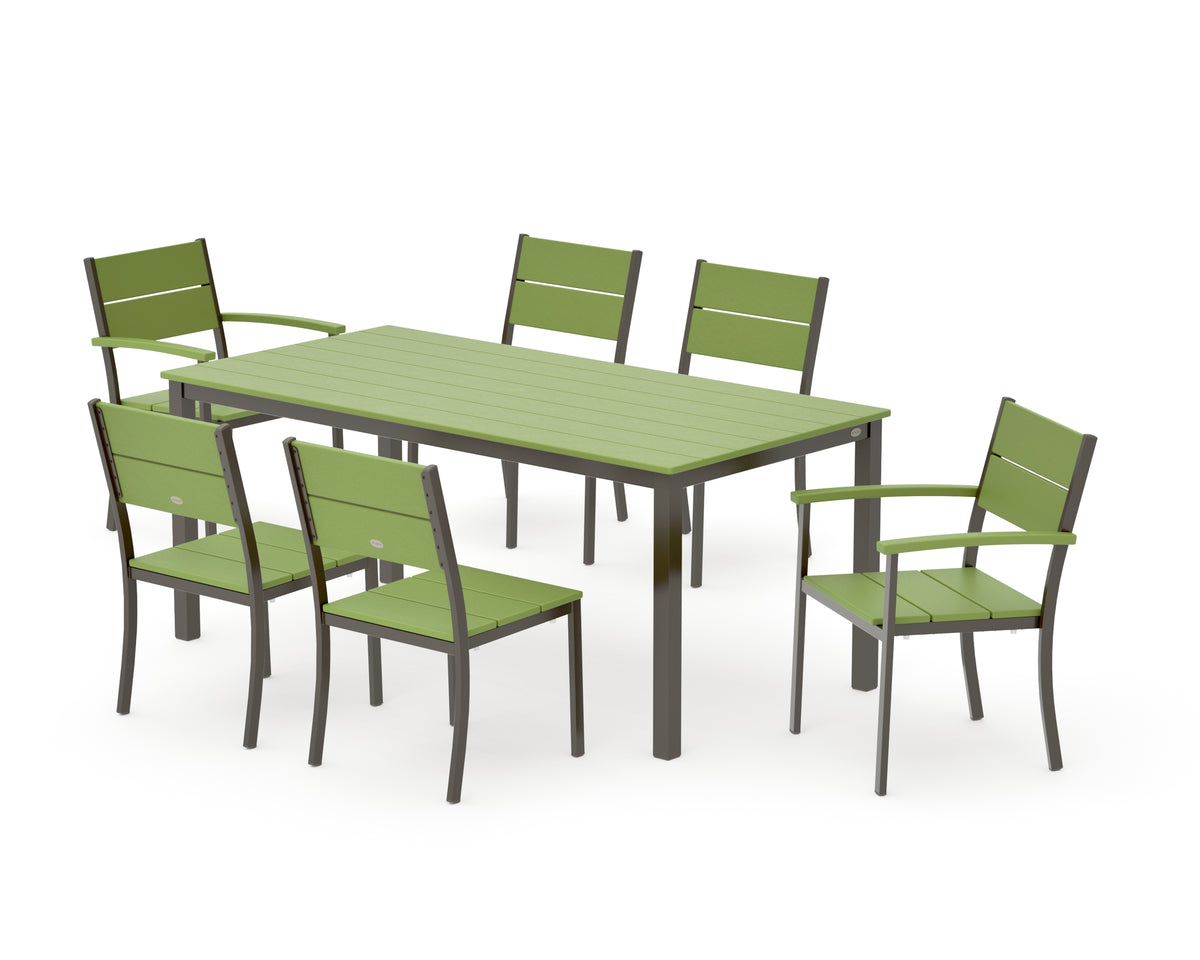 POLYWOOD Main Street 7-Piece Dining Set with Main Street 36" x 72" Dining Table in Bronze / Lime