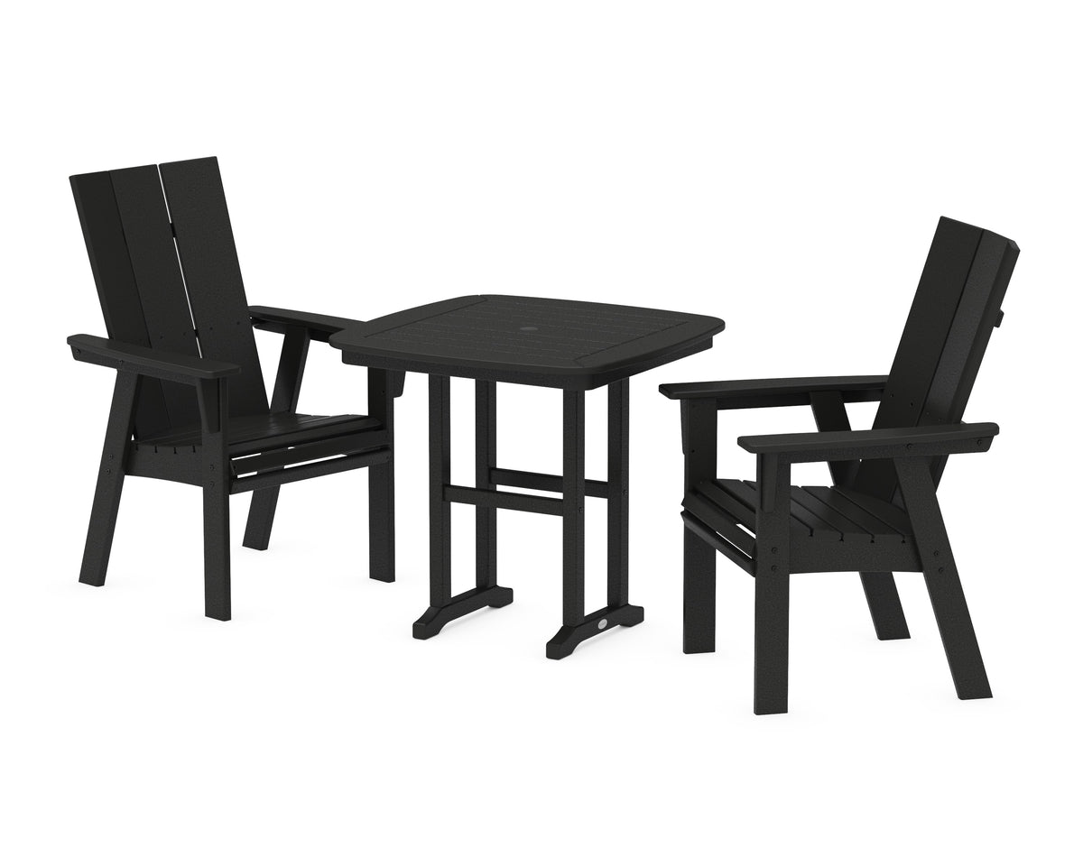 POLYWOOD Modern Curveback Adirondack 3-Piece Dining Set in Black