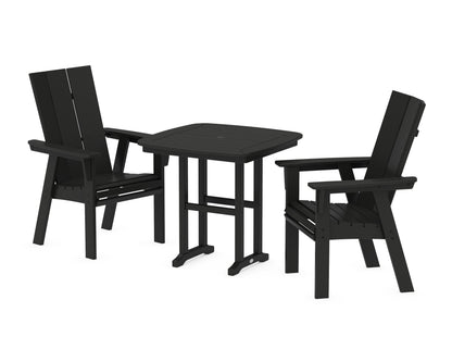 POLYWOOD Modern Curveback Adirondack 3-Piece Dining Set in Black