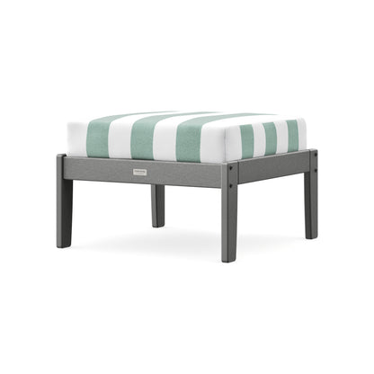 POLYWOOD Cottage Deep Seating Ottoman in Slate Grey / Cabana Stripe Glacier Spa