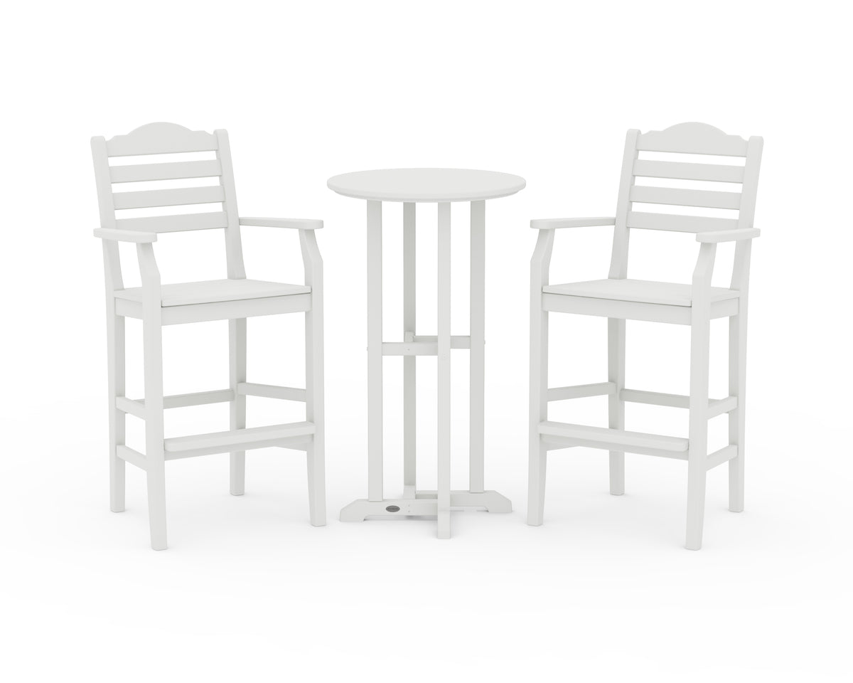 POLYWOOD Savannah 3-Piece Farmhouse Bar Set in Vintage White