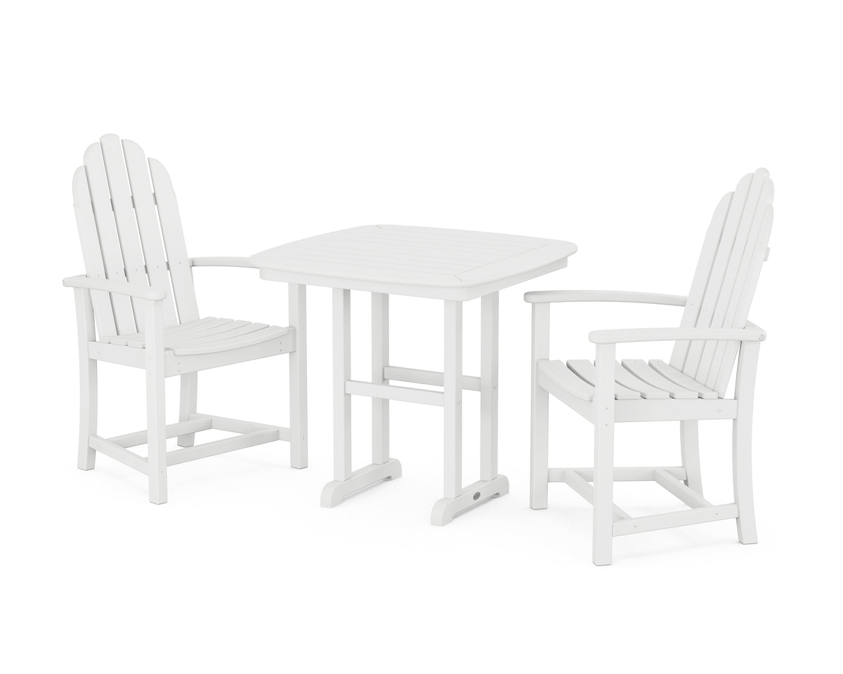 POLYWOOD Classic Adirondack 3-Piece Dining Set in White