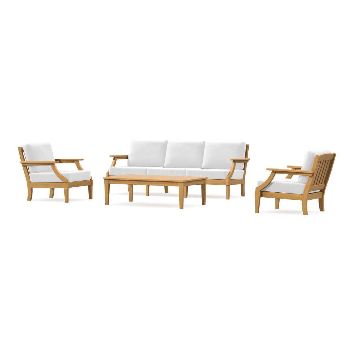 POLYWOOD PW Designer Series Estate 4-Piece Lounge Sofa Set in Natural / Natural