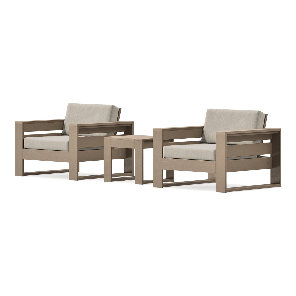 POLYWOOD PW Designer Series Latitude 3-Piece Lounge Chair Set in Vintage Sahara / Cast Ash