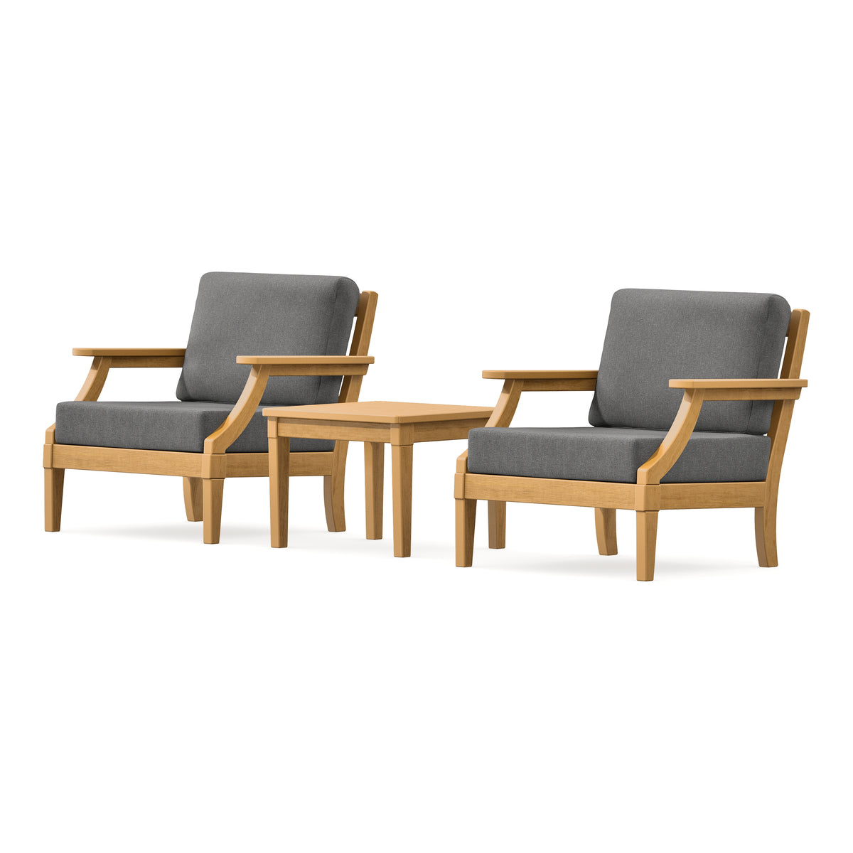 POLYWOOD PW Designer Series Estate 3-Piece Lounge Chair Set in Natural / Ash Charcoal