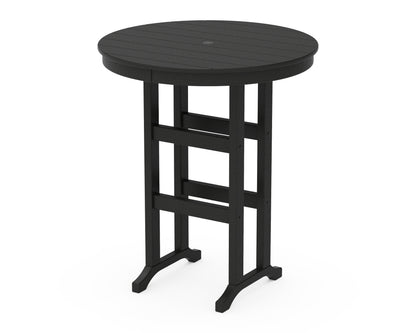 POLYWOOD 36" Round Farmhouse Bar Table in Black