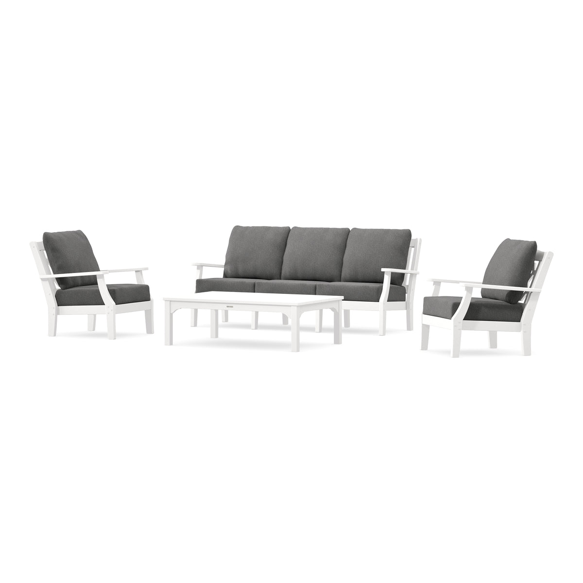 POLYWOOD Chinoiserie 4-Piece Deep Seating Set with Sofa in White