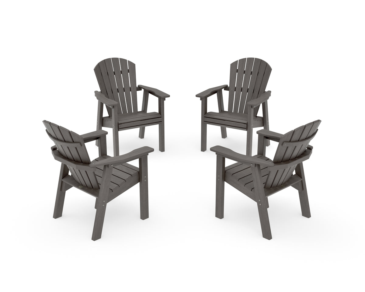 POLYWOOD Seashell 4-Piece Upright Adirondack Conversation Set in Driftwood