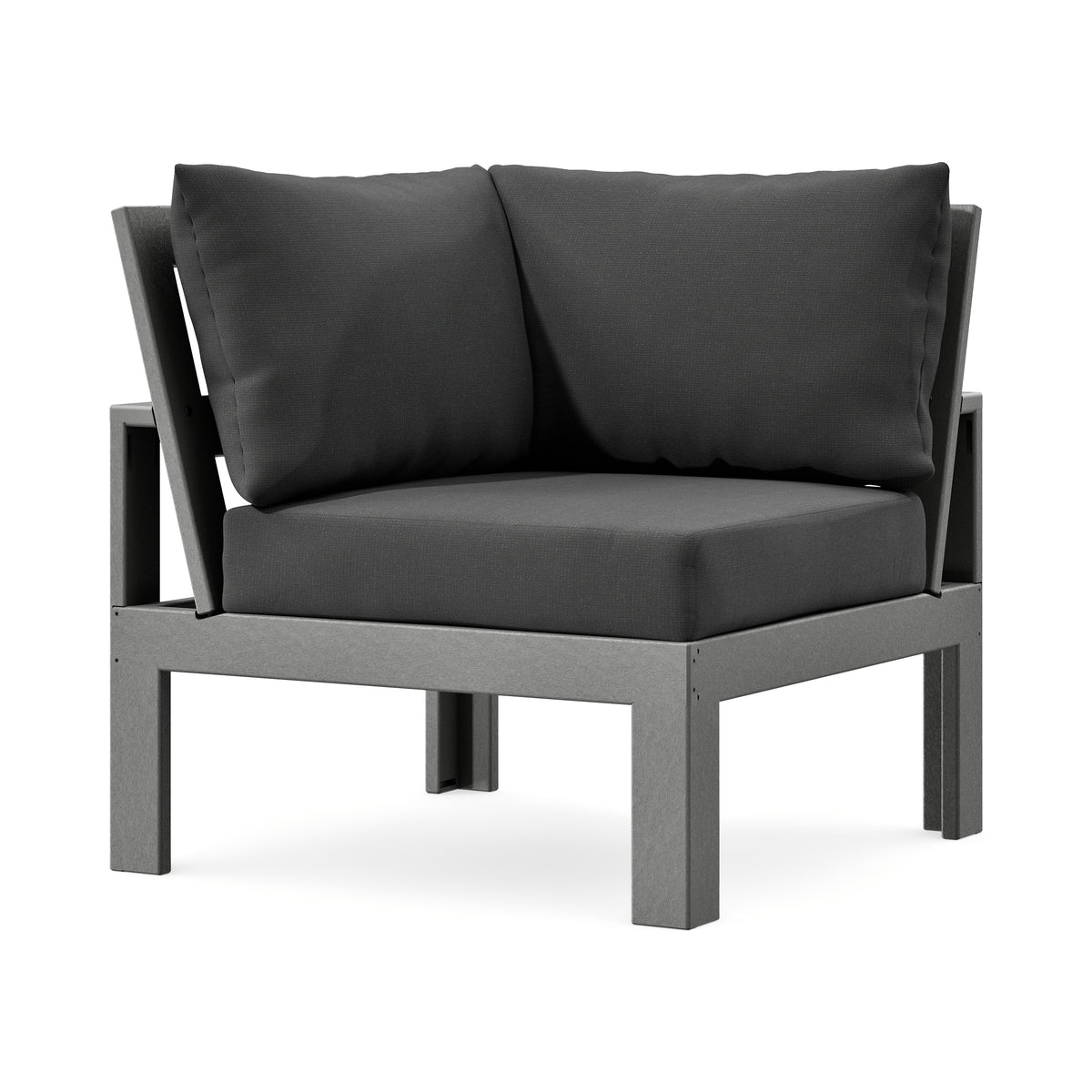 POLYWOOD Modular Corner Chair in Slate Grey / Spectrum Carbon