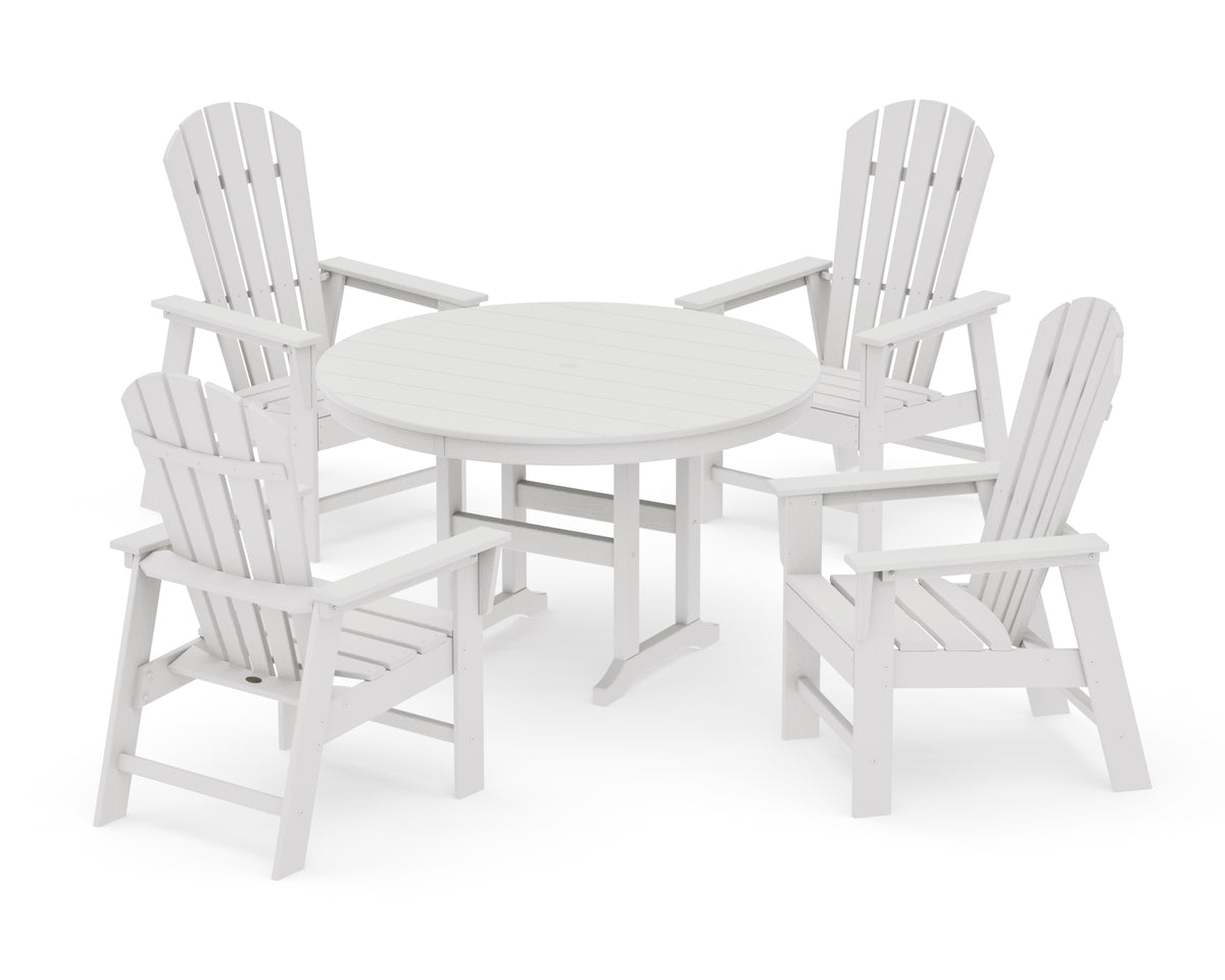 POLYWOOD South Beach 5-Piece Round Farmhouse Dining Set in Vintage White
