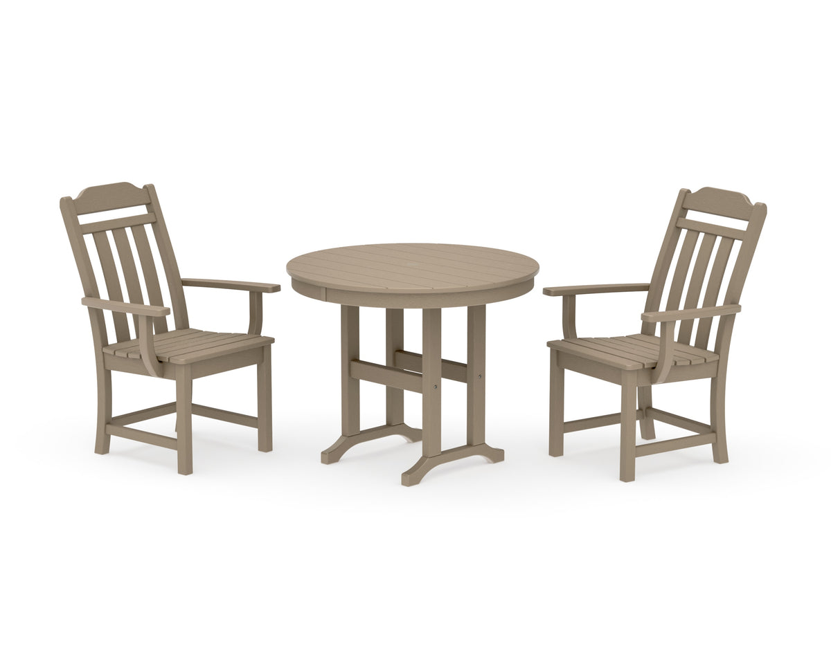 POLYWOOD Cottage 3-Piece Farmhouse Dining Set in Vintage Sahara