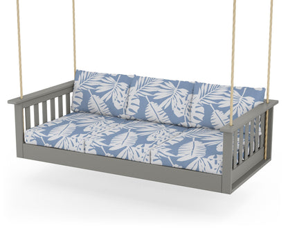 POLYWOOD Vineyard Daybed Swing in Slate Grey / Leaf Sky Blue