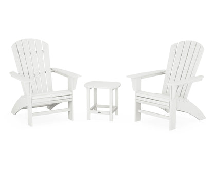 POLYWOOD Nautical 3-Piece Curveback Adirondack Set in Vintage White