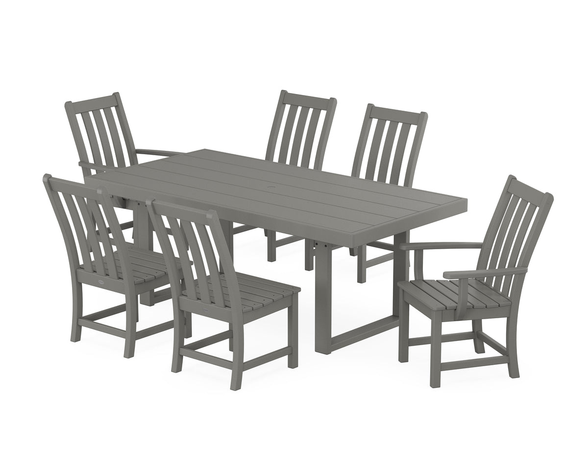 POLYWOOD Vineyard 7-Piece Dining Set - 39" x 78" Table in Slate Grey
