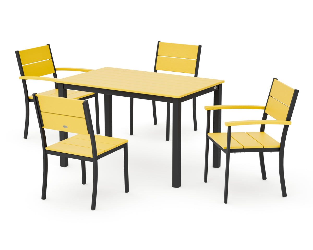 POLYWOOD Main Street 5-Piece Dining Set with Main Street 30 x 48 Dining Table in Black / Lemon