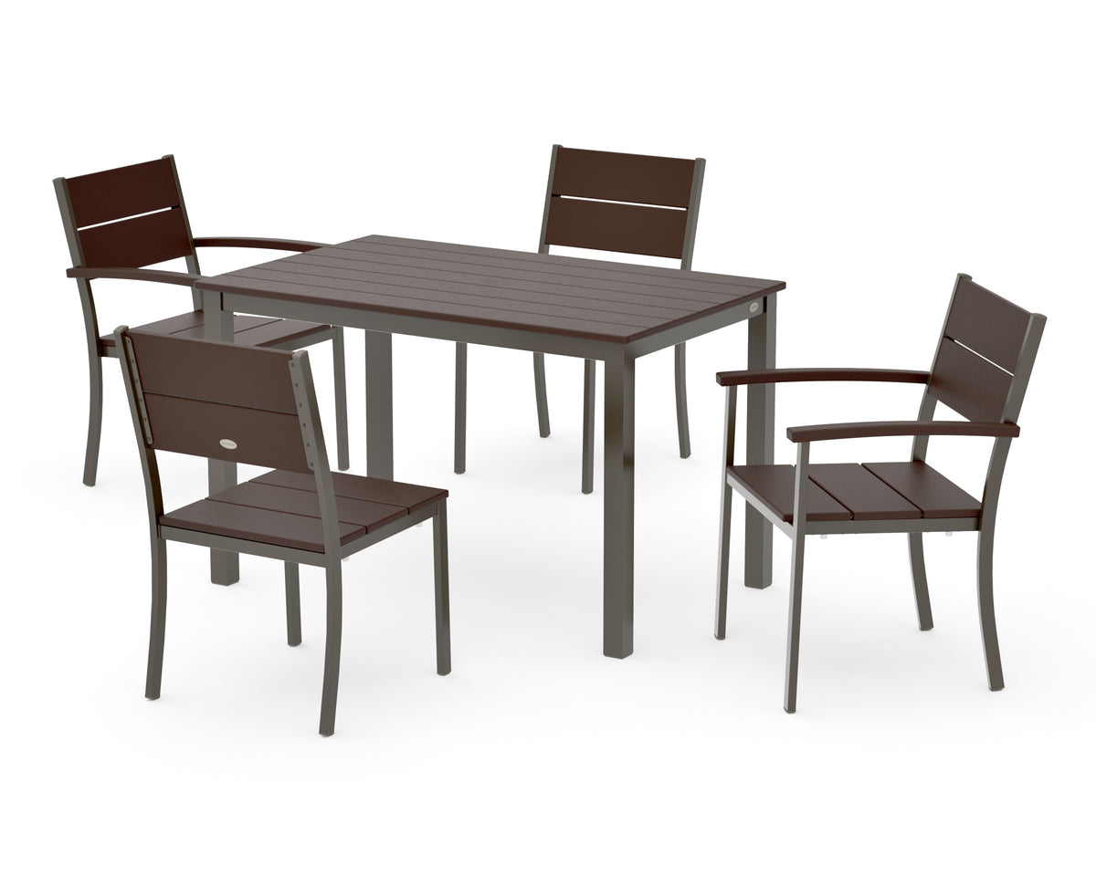 POLYWOOD Main Street 5-Piece Dining Set with Main Street 30 x 48 Dining Table in Bronze / Mahogany