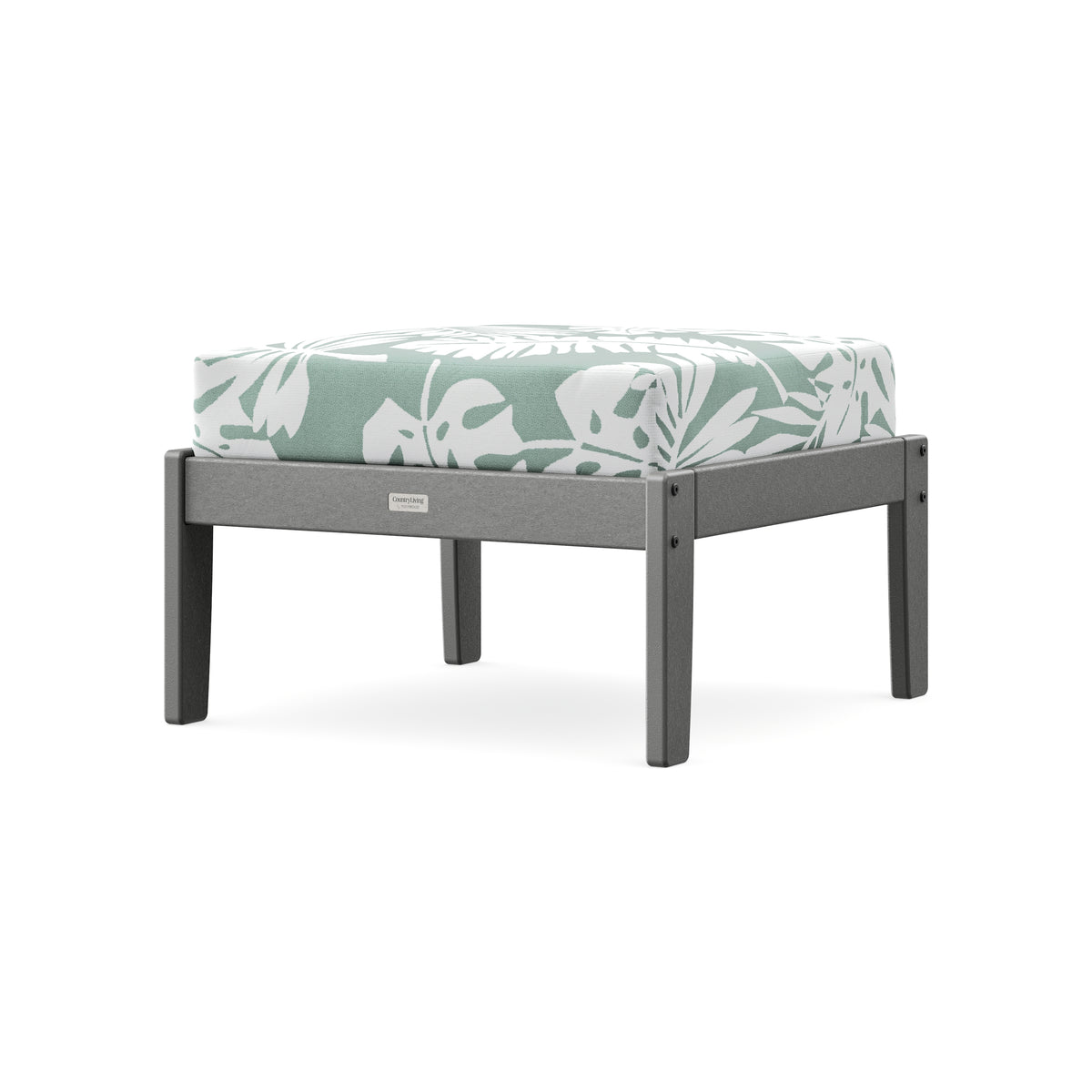 POLYWOOD Cottage Deep Seating Ottoman in Slate Grey / Leaf Glacier Spa