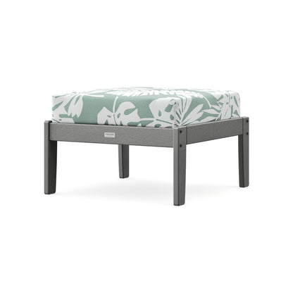 POLYWOOD Cottage Deep Seating Ottoman in Slate Grey / Leaf Glacier Spa