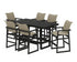 POLYWOOD EDGE Woven Arm Chair 7-Piece Bar Set in Black / Dune Grass
