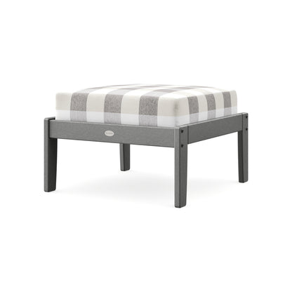 POLYWOOD Braxton Deep Seating Ottoman in Slate Grey / Buffalo Plaid Grey Mist