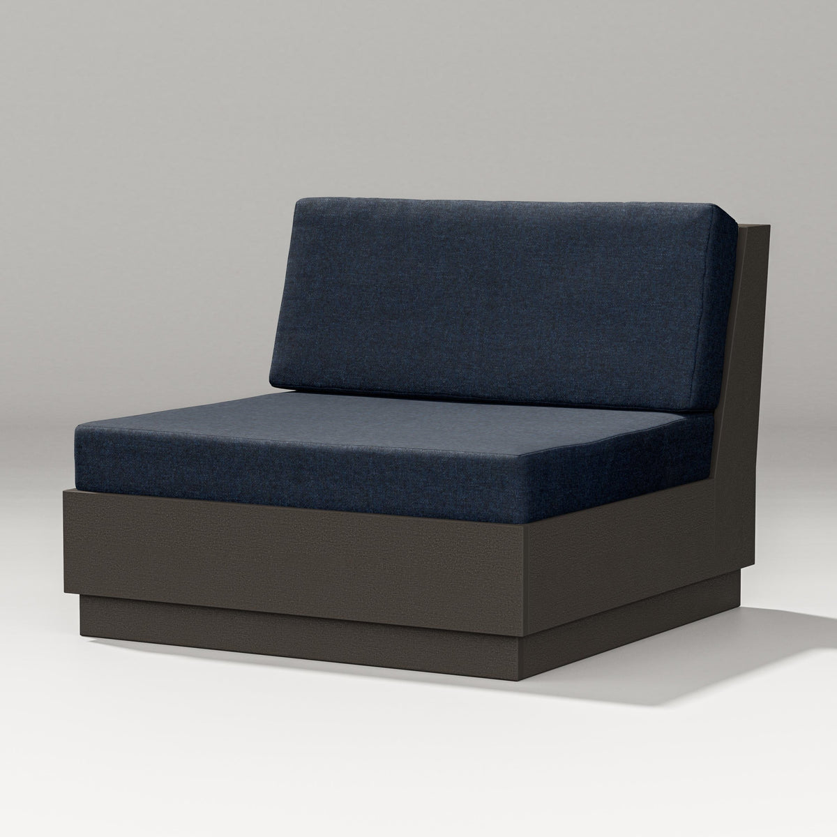 POLYWOOD Elevate Modular Armless Chair in Vintage Coffee / Marine Indigo