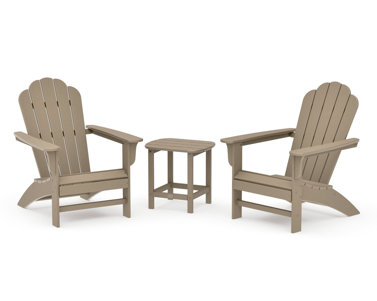 POLYWOOD Country Living Cottage Adirondack Chair 3-Piece Set in Vintage Sahara