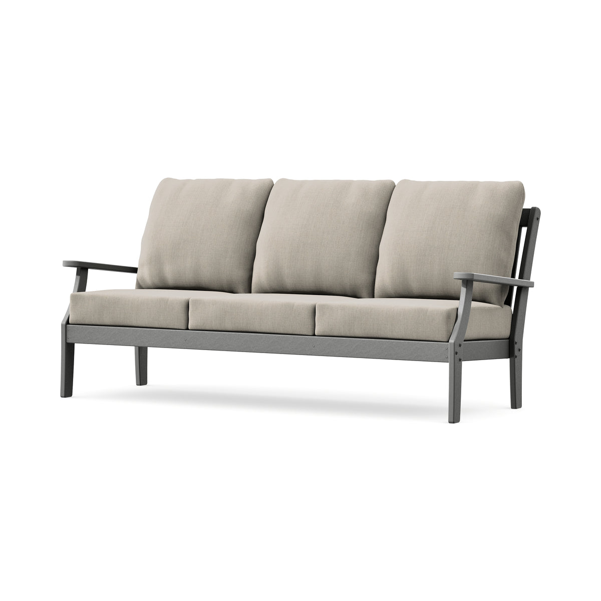 POLYWOOD Braxton Deep Seating Sofa in Slate Grey / Cast Ash