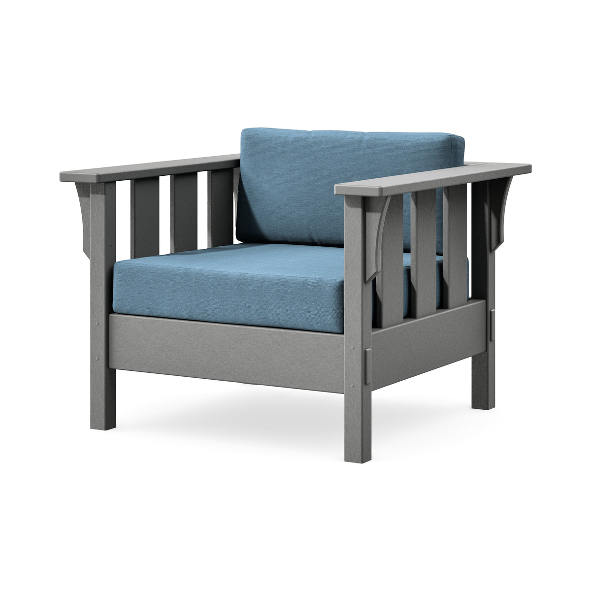 POLYWOOD Acadia Deep Seating Chair in Slate Grey / Sky Blue