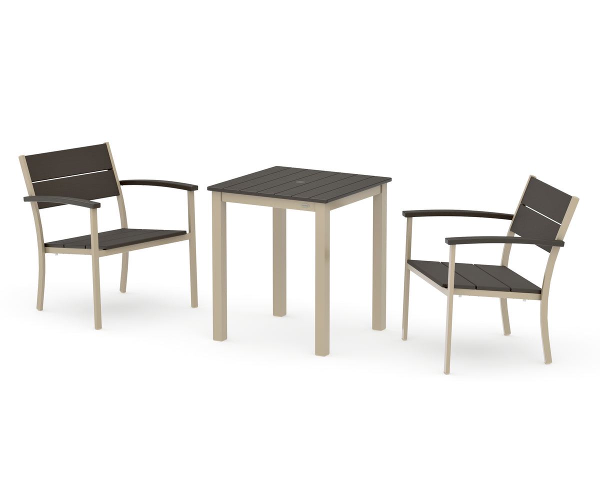 POLYWOOD Main Street 3-Piece Square Dining Set in Sand / Vintage Coffee