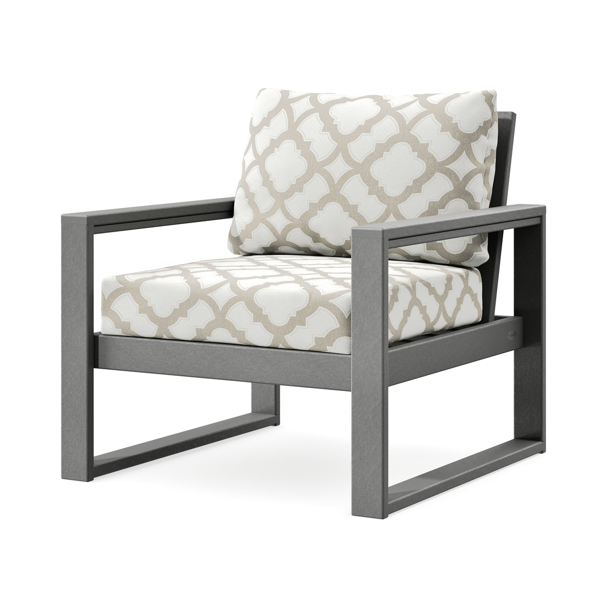 POLYWOOD EDGE Club Chair in Slate Grey / Trellis Dune Burlap