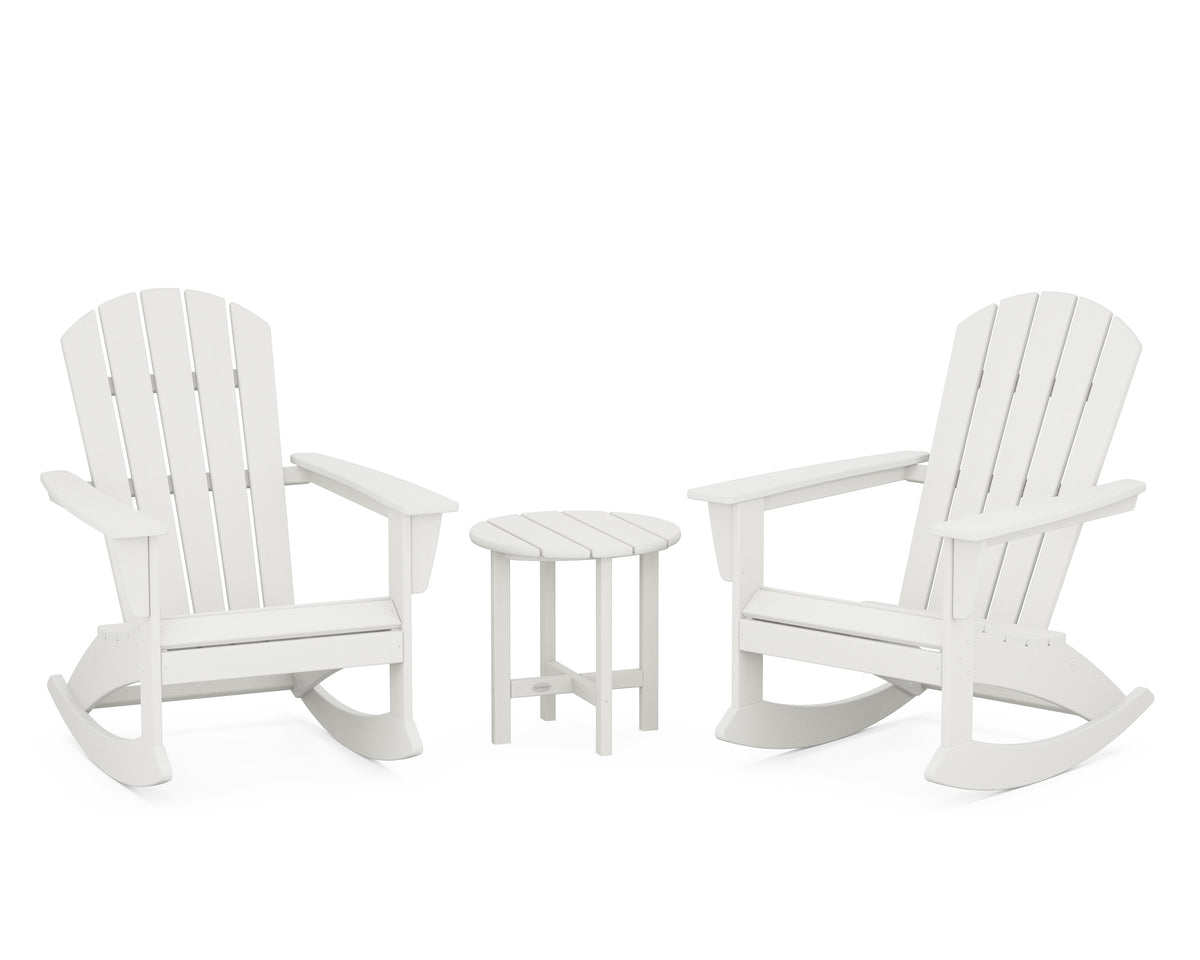 POLYWOOD Nautical 3-Piece Adirondack Rocking Chair Set in Vintage White