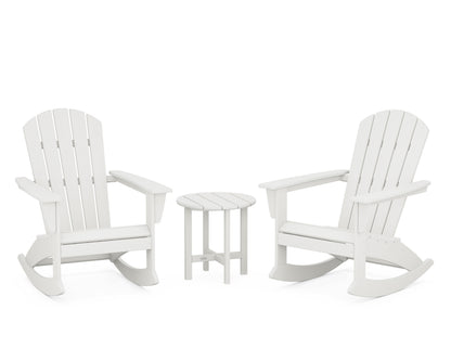 POLYWOOD Nautical 3-Piece Adirondack Rocking Chair Set in Vintage White